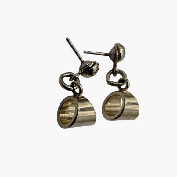 Silver Tone Dangling Circle Earrings - Picture 2 of 5